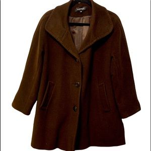 Ellen Tracy Wool and Angora Car Coat Coat Jacket Size 14P  High Collar